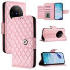 For vivo X100 Rhombic Texture Flip Leather Phone Case with Lanyard(Pink) - 1