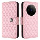 For vivo X100 Rhombic Texture Flip Leather Phone Case with Lanyard(Pink) - 2