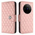 For vivo X100 Rhombic Texture Flip Leather Phone Case with Lanyard(Coral Pink) - 2