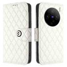 For vivo X100s Rhombic Texture Flip Leather Phone Case with Lanyard(White) - 2