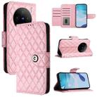 For vivo X100s Rhombic Texture Flip Leather Phone Case with Lanyard(Pink) - 1