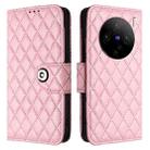 For vivo X100s Rhombic Texture Flip Leather Phone Case with Lanyard(Pink) - 2