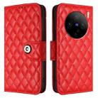 For vivo X100s Rhombic Texture Flip Leather Phone Case with Lanyard(Red) - 2