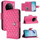 For vivo X100s Rhombic Texture Flip Leather Phone Case with Lanyard(Rose Red) - 1