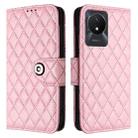 For vivo Y02A / Y02 / Y11 2023 / Y02t Rhombic Texture Flip Leather Phone Case with Lanyard(Pink) - 2