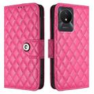 For vivo Y02A / Y02 / Y11 2023 / Y02t Rhombic Texture Flip Leather Phone Case with Lanyard(Rose Red) - 2