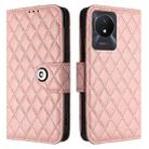 For vivo Y02A / Y02 / Y11 2023 / Y02t Rhombic Texture Flip Leather Phone Case with Lanyard(Coral Pink) - 2