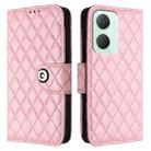 For vivo Y03 / Y18 Rhombic Texture Flip Leather Phone Case with Lanyard(Pink) - 2