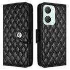 For vivo Y03 / Y18 Rhombic Texture Flip Leather Phone Case with Lanyard(Black) - 2