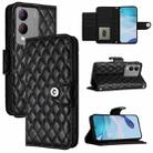 For vivo Y17s 4G / Y17s 5G India  Rhombic Texture Flip Leather Phone Case with Lanyard(Black) - 1