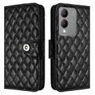 For vivo Y17s 4G / Y17s 5G India  Rhombic Texture Flip Leather Phone Case with Lanyard(Black) - 2