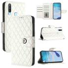 For vivo Y17 / Y15 / Y12 / Y11 2019 Rhombic Texture Flip Leather Phone Case with Lanyard(White) - 1