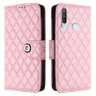 For vivo Y17 / Y15 / Y12 / Y11 2019 Rhombic Texture Flip Leather Phone Case with Lanyard(Pink) - 2