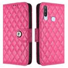 For vivo Y17 / Y15 / Y12 / Y11 2019 Rhombic Texture Flip Leather Phone Case with Lanyard(Rose Red) - 2