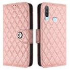 For vivo Y17 / Y15 / Y12 / Y11 2019 Rhombic Texture Flip Leather Phone Case with Lanyard(Coral Pink) - 2