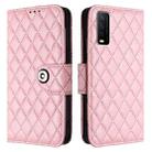 For vivo Y20 / Y20i / Y20s / Y20a Rhombic Texture Flip Leather Phone Case with Lanyard(Pink) - 2