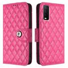 For vivo Y20 / Y20i / Y20s / Y20a Rhombic Texture Flip Leather Phone Case with Lanyard(Rose Red) - 2