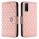For vivo Y20 / Y20i / Y20s / Y20a Rhombic Texture Flip Leather Phone Case with Lanyard(Coral Pink) - 2