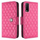For vivo iQOO U1x / Y11s / Y12s / Y12a Rhombic Texture Flip Leather Phone Case with Lanyard(Rose Red) - 2