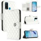 For vivo Y30 4G Global Rhombic Texture Flip Leather Phone Case with Lanyard(White) - 1