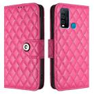 For vivo Y30 4G Global Rhombic Texture Flip Leather Phone Case with Lanyard(Rose Red) - 2