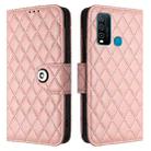 For vivo Y30 4G Global Rhombic Texture Flip Leather Phone Case with Lanyard(Coral Pink) - 2