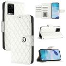 For vivo Y33s 4G / Y21 2021 / Y21s Rhombic Texture Flip Leather Phone Case with Lanyard(White) - 1