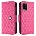 For vivo Y33s 4G / Y21 2021 / Y21s Rhombic Texture Flip Leather Phone Case with Lanyard(Rose Red) - 2
