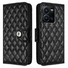 For vivo Y35 4G / Y22s / Y22 Rhombic Texture Flip Leather Phone Case with Lanyard(Black) - 2