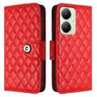 For vivo Y27 4G Global Rhombic Texture Flip Leather Phone Case with Lanyard(Red) - 2