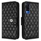 For vivo Y51 2020 India / Y31 India Rhombic Texture Flip Leather Phone Case with Lanyard(Black) - 2