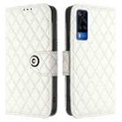 For vivo Y53s 5G / Y51a / Y33 Rhombic Texture Flip Leather Phone Case with Lanyard(White) - 2