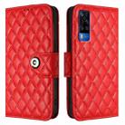 For vivo Y53s 5G / Y51a / Y33 Rhombic Texture Flip Leather Phone Case with Lanyard(Red) - 2