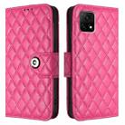 For vivo Y31s 5G / Y72 5G India Rhombic Texture Flip Leather Phone Case with Lanyard(Rose Red) - 2