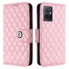 For vivo Y55s 2023 / Y55 5G / Y75 5G Rhombic Texture Flip Leather Phone Case with Lanyard(Pink) - 2