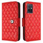 For vivo Y55s 2023 / Y55 5G / Y75 5G Rhombic Texture Flip Leather Phone Case with Lanyard(Red) - 2