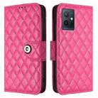 For vivo Y55s 2023 / Y55 5G / Y75 5G Rhombic Texture Flip Leather Phone Case with Lanyard(Rose Red) - 2