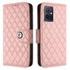 For vivo Y55s 2023 / Y55 5G / Y75 5G Rhombic Texture Flip Leather Phone Case with Lanyard(Coral Pink) - 2