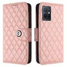 For vivo T1 5G / iQOO U5e Rhombic Texture Flip Leather Phone Case with Lanyard(Coral Pink) - 2