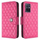 For vivo Y30 5G / Y33e Rhombic Texture Flip Leather Phone Case with Lanyard(Rose Red) - 2