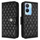 For vivo Y56 / Y16 / Y02s Rhombic Texture Flip Leather Phone Case with Lanyard(Black) - 2