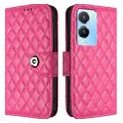 For vivo Y56 / Y16 / Y02s Rhombic Texture Flip Leather Phone Case with Lanyard(Rose Red) - 2