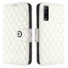 For vivo Y70s Rhombic Texture Flip Leather Phone Case with Lanyard(White) - 2