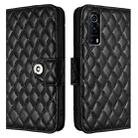 For vivo Y72 5G / iQOO Z3 / Y52 5G Rhombic Texture Flip Leather Phone Case with Lanyard(Black) - 2