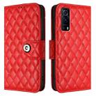 For vivo Y72 5G / iQOO Z3 / Y52 5G Rhombic Texture Flip Leather Phone Case with Lanyard(Red) - 2