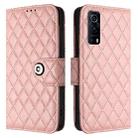 For vivo Y72 5G / iQOO Z3 / Y52 5G Rhombic Texture Flip Leather Phone Case with Lanyard(Coral Pink) - 2