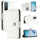 For vivo Y76 5G Rhombic Texture Flip Leather Phone Case with Lanyard(White) - 1