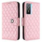 For vivo Y76 5G Rhombic Texture Flip Leather Phone Case with Lanyard(Pink) - 2