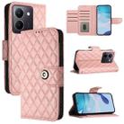 For vivo Y36 5G / Y36 4G / Y36 India Rhombic Texture Flip Leather Phone Case with Lanyard(Coral Pink) - 1