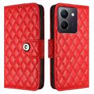 For vivo Y27 5G / Y27s Rhombic Texture Flip Leather Phone Case with Lanyard(Red) - 2